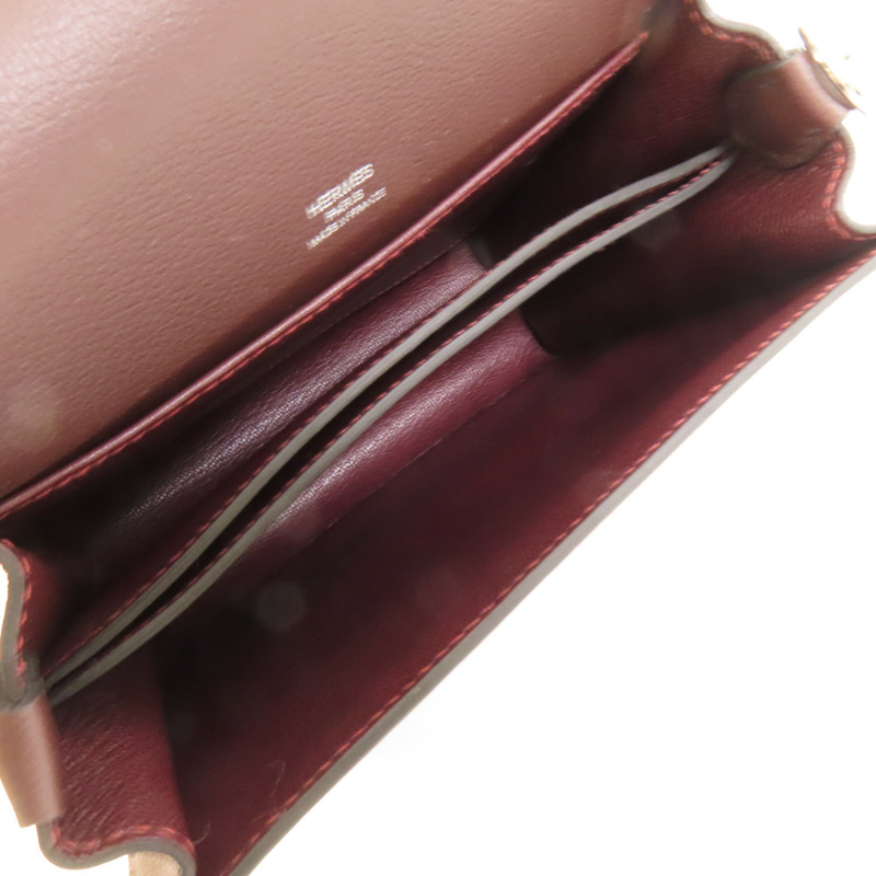 HERMES Evercolor皮革Mini Roulis銀扣肩背袋Rouge Sellier/Bleu Saphir-6