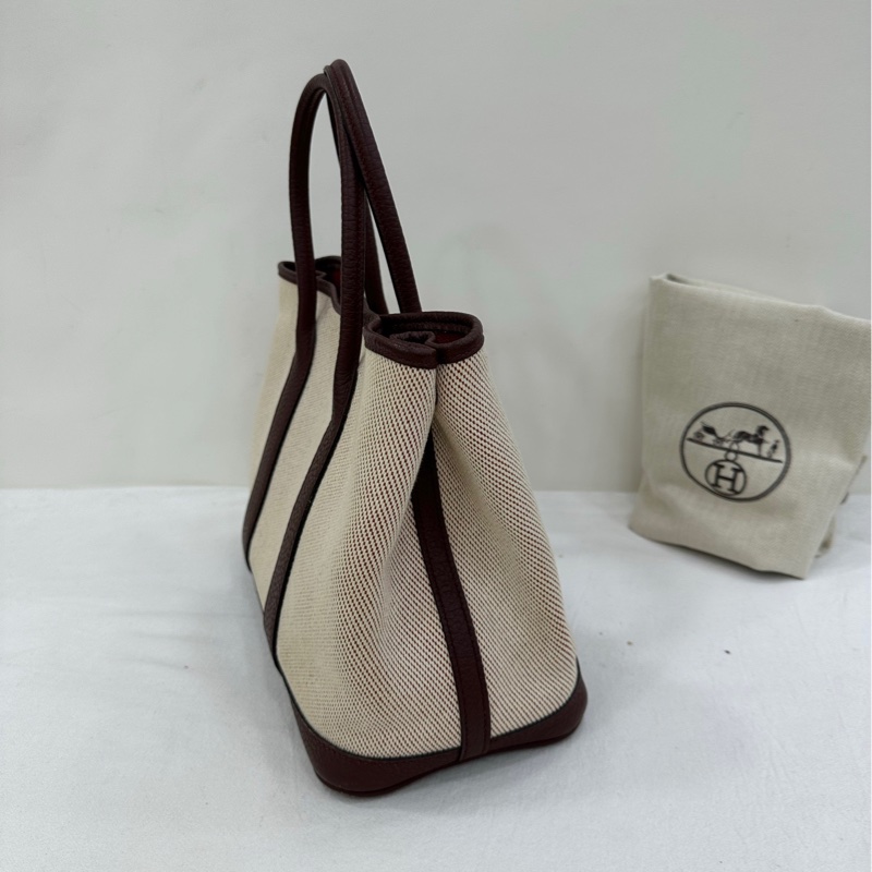 Hermes 愛馬仕 Garden Party 30 花園30熊貓酒紅 A刻 帆布拼皮，酒紅色-3