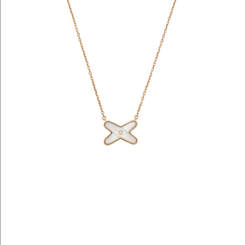 CHAUMET Jeux De Liens 玫瑰金色 18K玫瑰金珍珠母貝鑽石項鍊-0