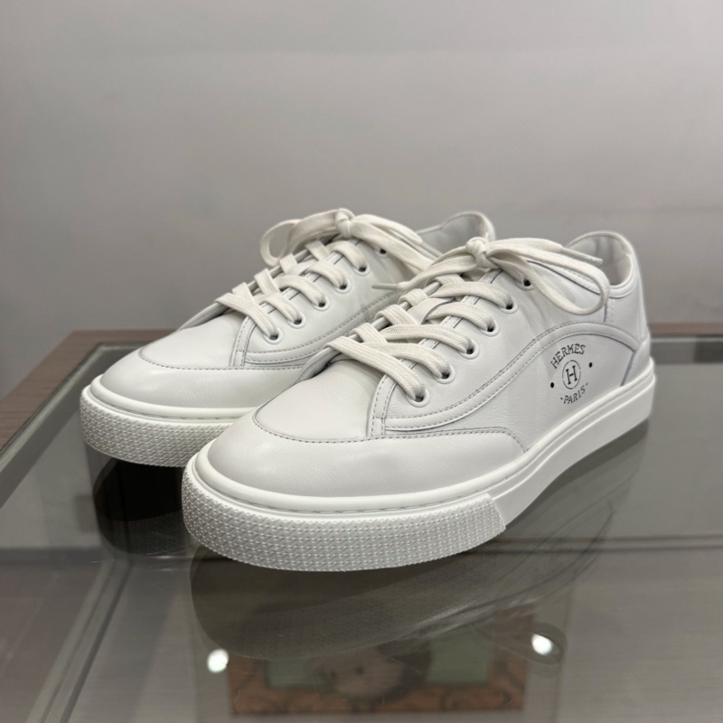 99新Hermes愛馬仕 側面H字logo女款白色休閒鞋 37碼-8