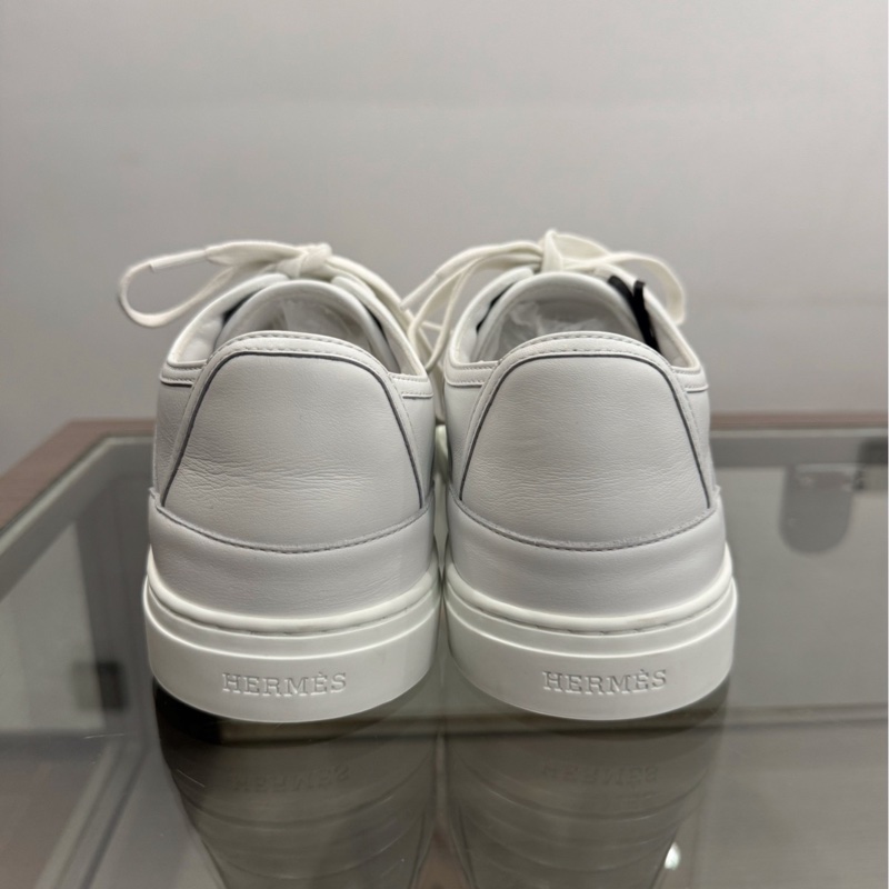 99新Hermes愛馬仕 側面H字logo女款白色休閒鞋 37碼-14