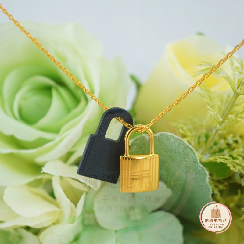 HERMES 愛馬仕 O’Kelly款鎖頭造型皮革項鍊(黑/金) (D刻/膠膜未拆)-1