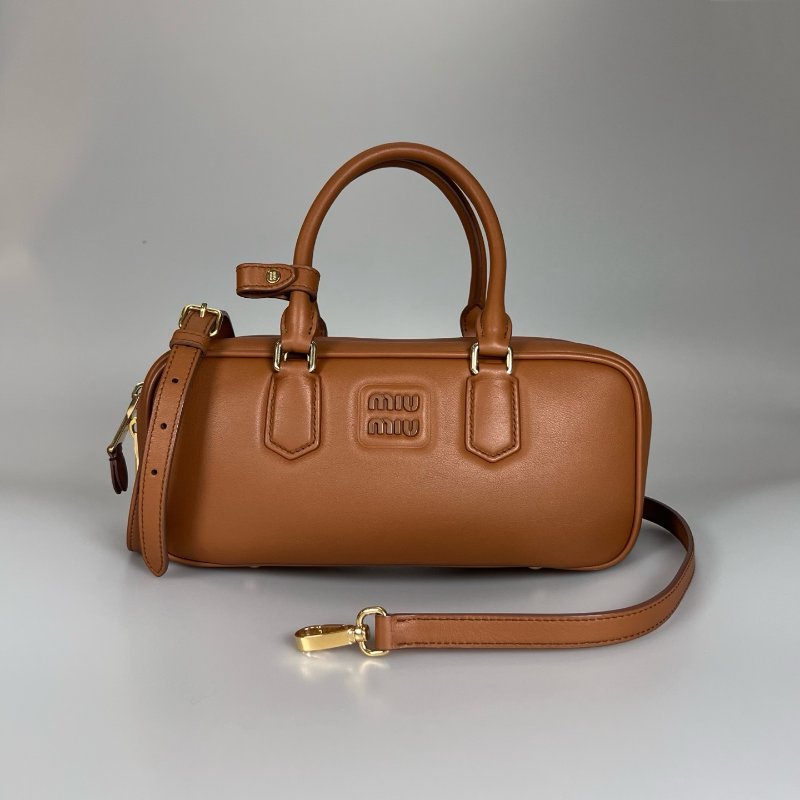 MIUMIU Arcadie干邑色 皮革手袋大款-0