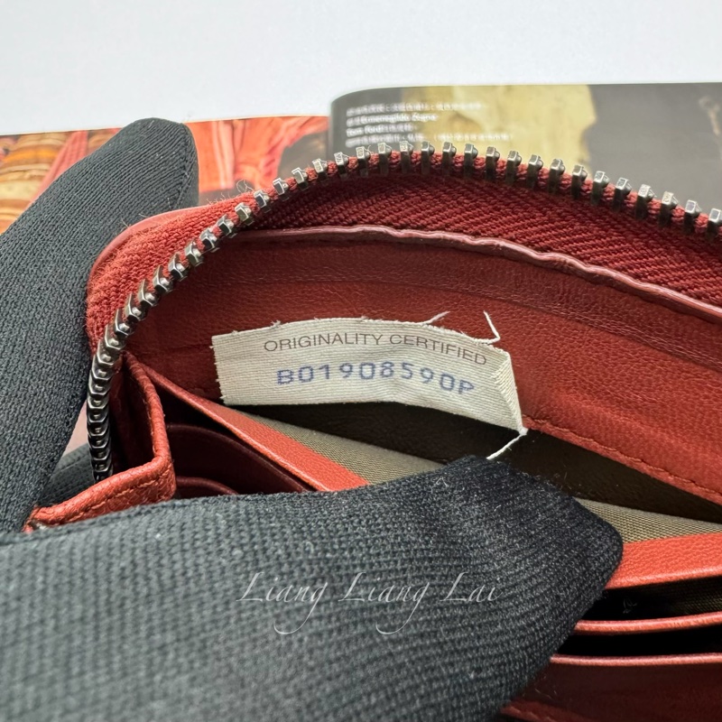 BOTTEGA VENETA BV經典編織小羊皮磚紅色拉鏈長夾-3