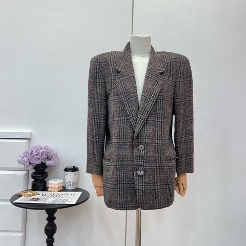 Dior 復古格紋 女士 西裝外套 vintage 二手