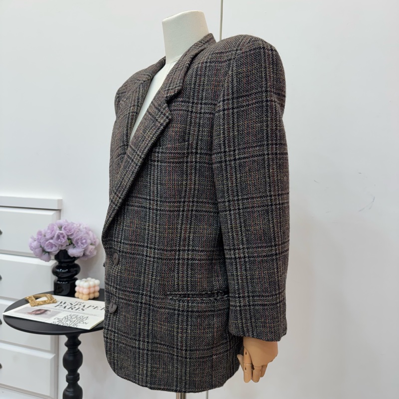 Dior 復古格紋 女士 西裝外套 vintage 二手-3