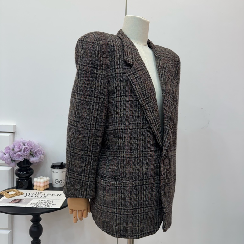 Dior 復古格紋 女士 西裝外套 vintage 二手-4