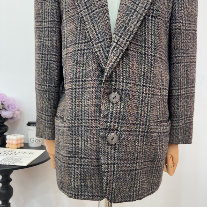 Dior 復古格紋 女士 西裝外套 vintage 二手-6