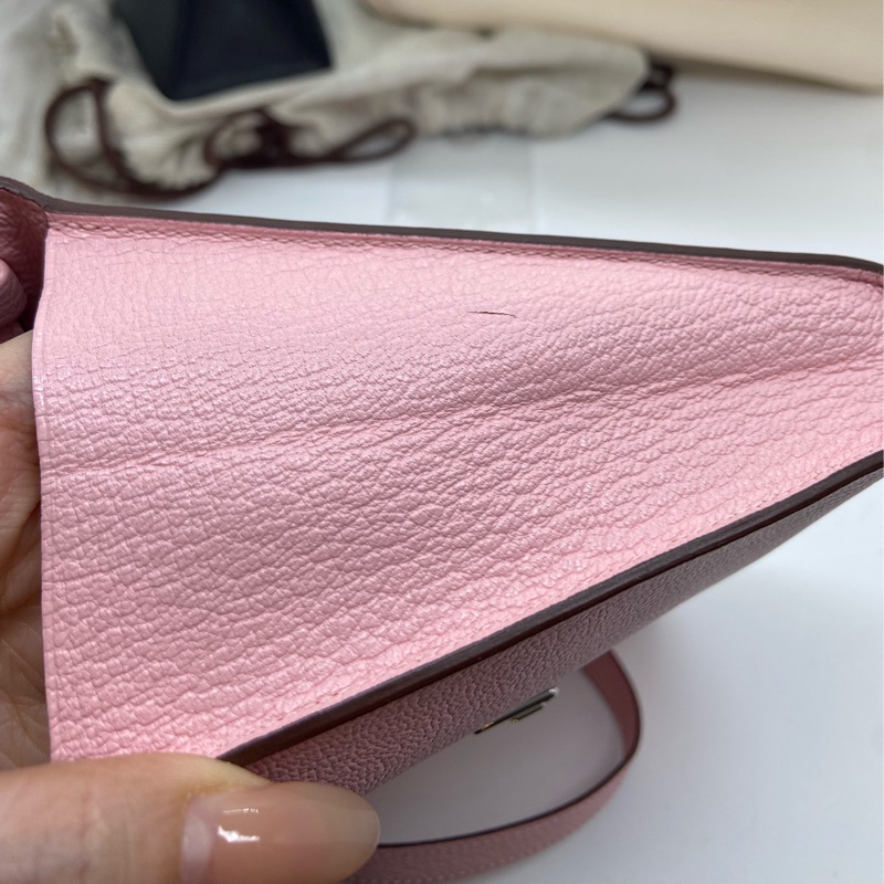 二手Hermes 愛馬仕Clic 16 3Q櫻花粉山羊皮Z刻-11