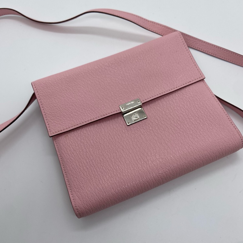 二手Hermes 愛馬仕Clic 16 3Q櫻花粉山羊皮Z刻-12