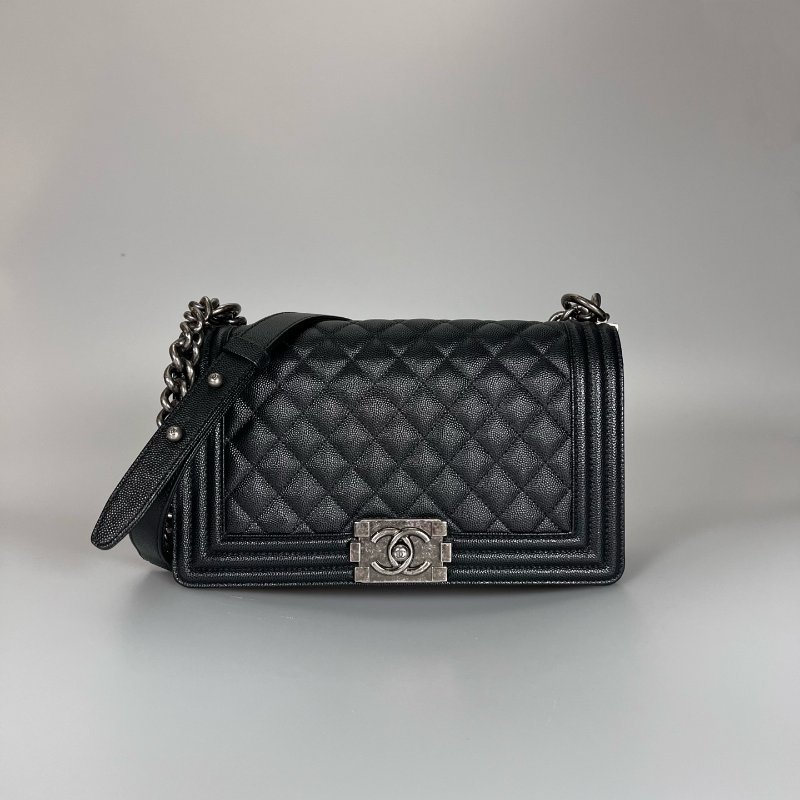 CHANEL BOY25包荔枝黑銀 晶片款-0