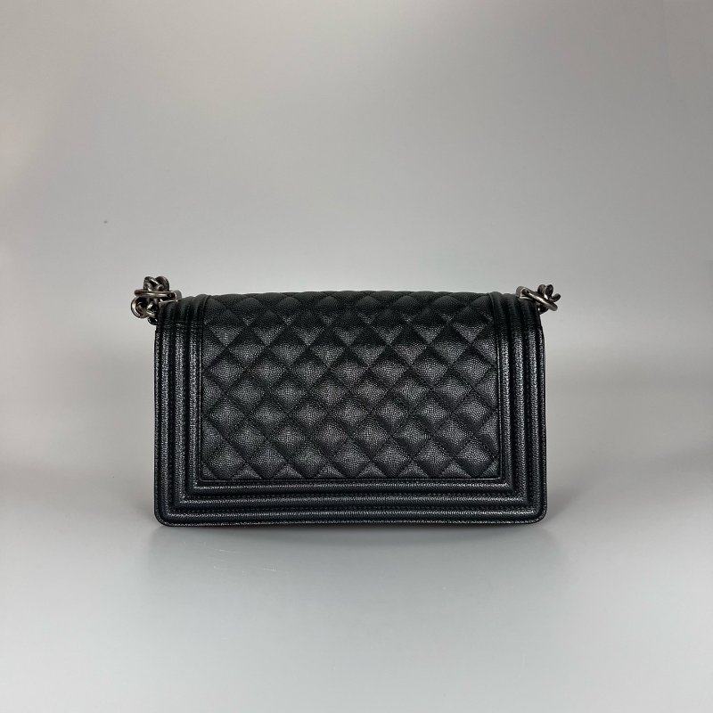 CHANEL BOY25包荔枝黑銀 晶片款-1