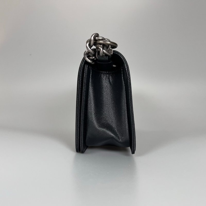 CHANEL BOY25包荔枝黑銀 晶片款-3