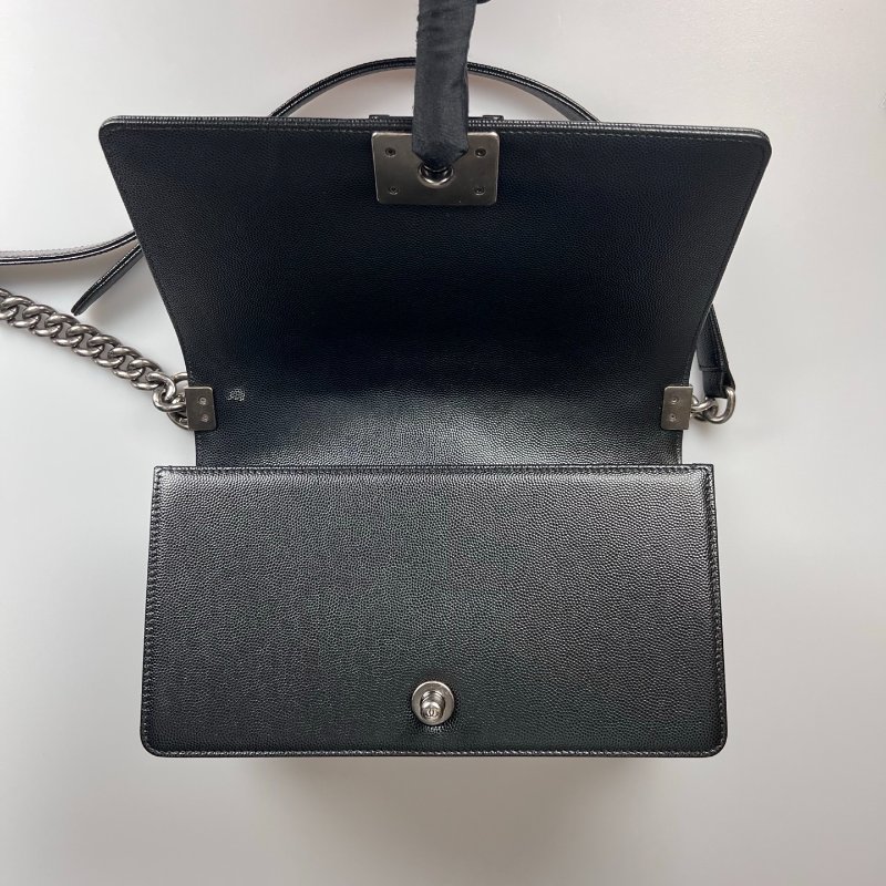 CHANEL BOY25包荔枝黑銀 晶片款-5