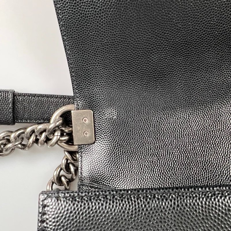 CHANEL BOY25包荔枝黑銀 晶片款-7