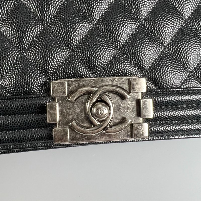 CHANEL BOY25包荔枝黑銀 晶片款-8