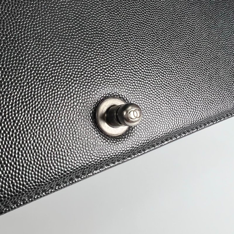 CHANEL BOY25包荔枝黑銀 晶片款-10