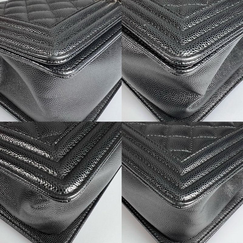 CHANEL BOY25包荔枝黑銀 晶片款-12