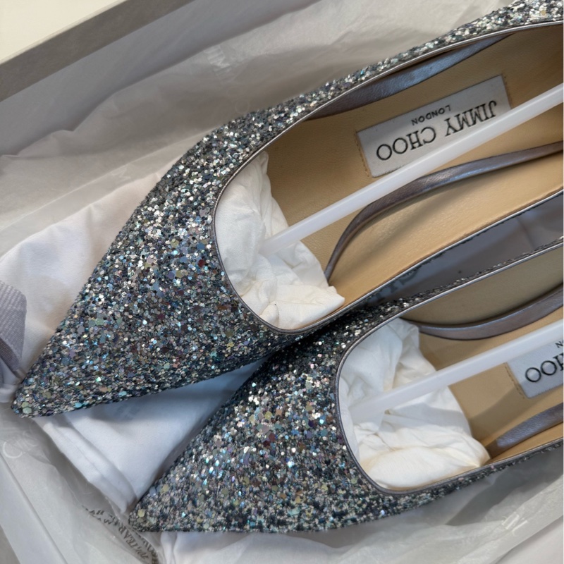 全新Jimmy Choo  亮片細閃尖頭高跟鞋36碼-3