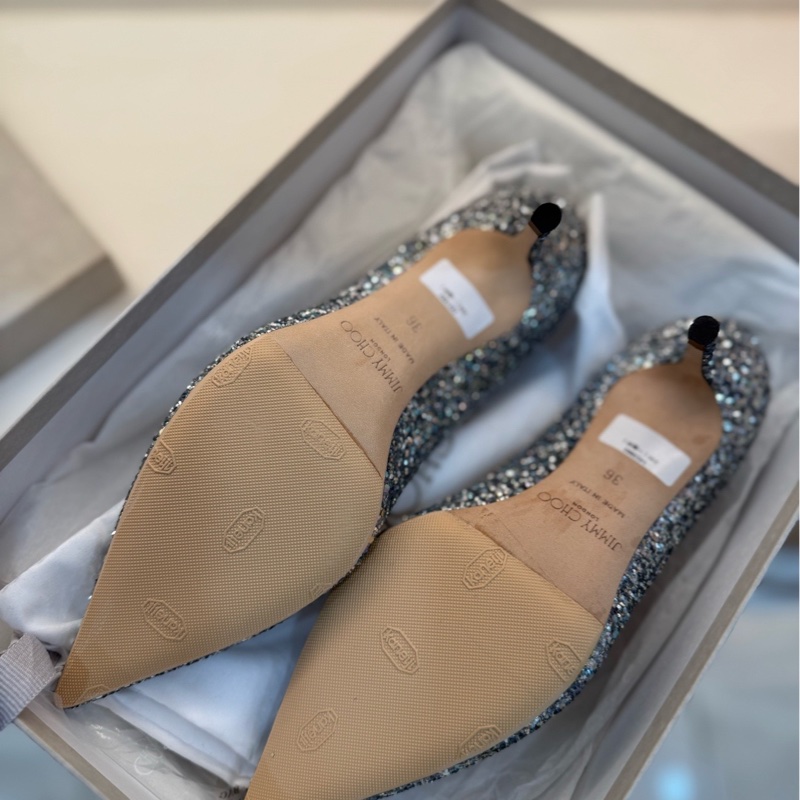 全新Jimmy Choo  亮片細閃尖頭高跟鞋36碼-9