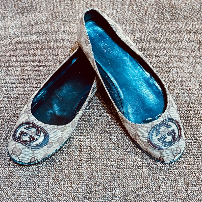 Gucci滿版老花經典平底鞋38.5-39適合-0