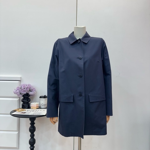 Burberry 深藍色 復古 女士風衣 vintage 二手