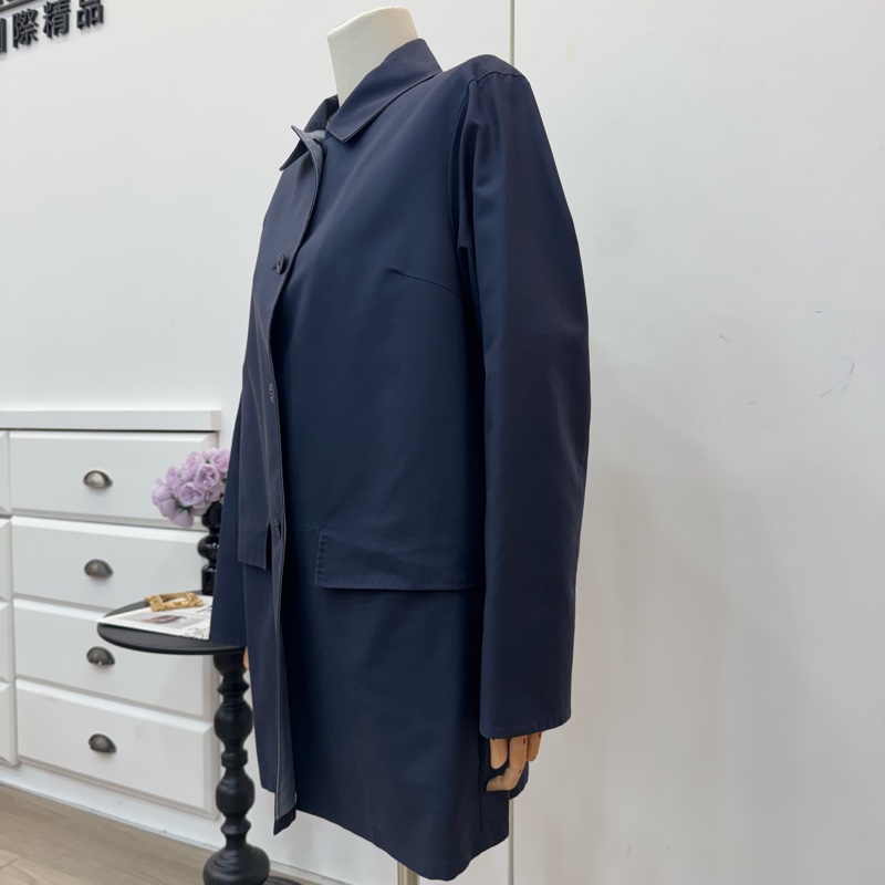 Burberry 深藍色 復古 女士風衣 vintage 二手-3