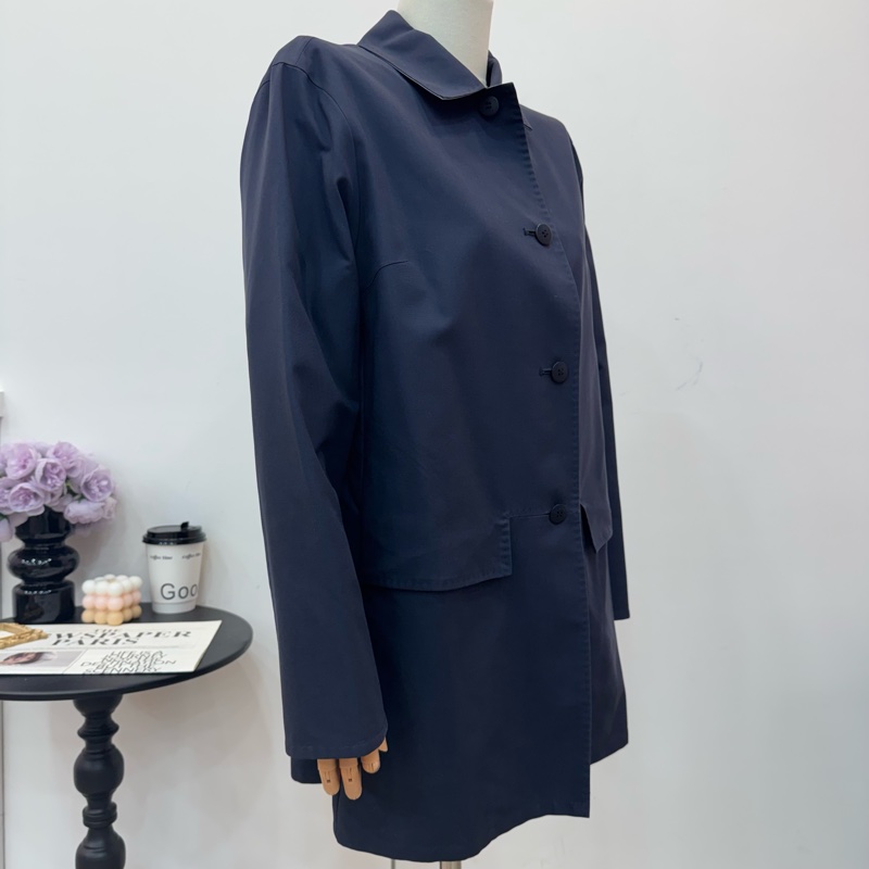 Burberry 深藍色 復古 女士風衣 vintage 二手-4