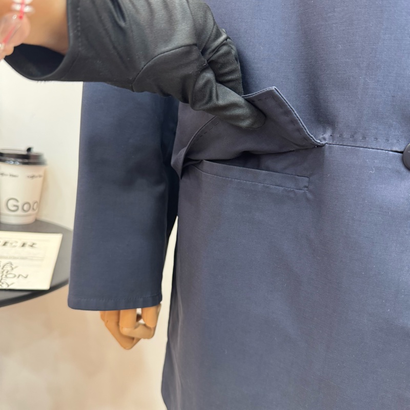 Burberry 深藍色 復古 女士風衣 vintage 二手-7