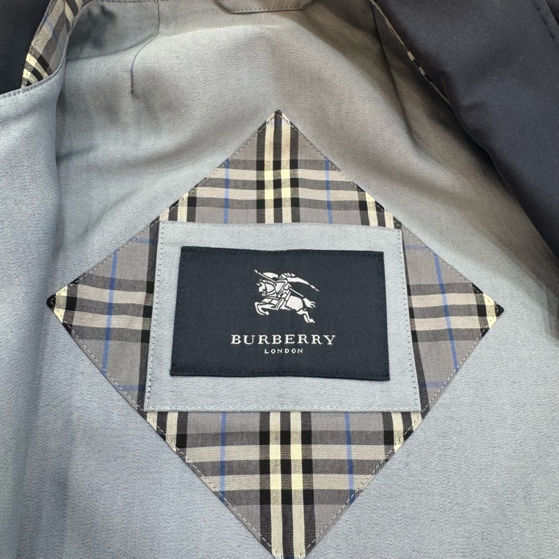 Burberry 深藍色 復古 女士風衣 vintage 二手-10