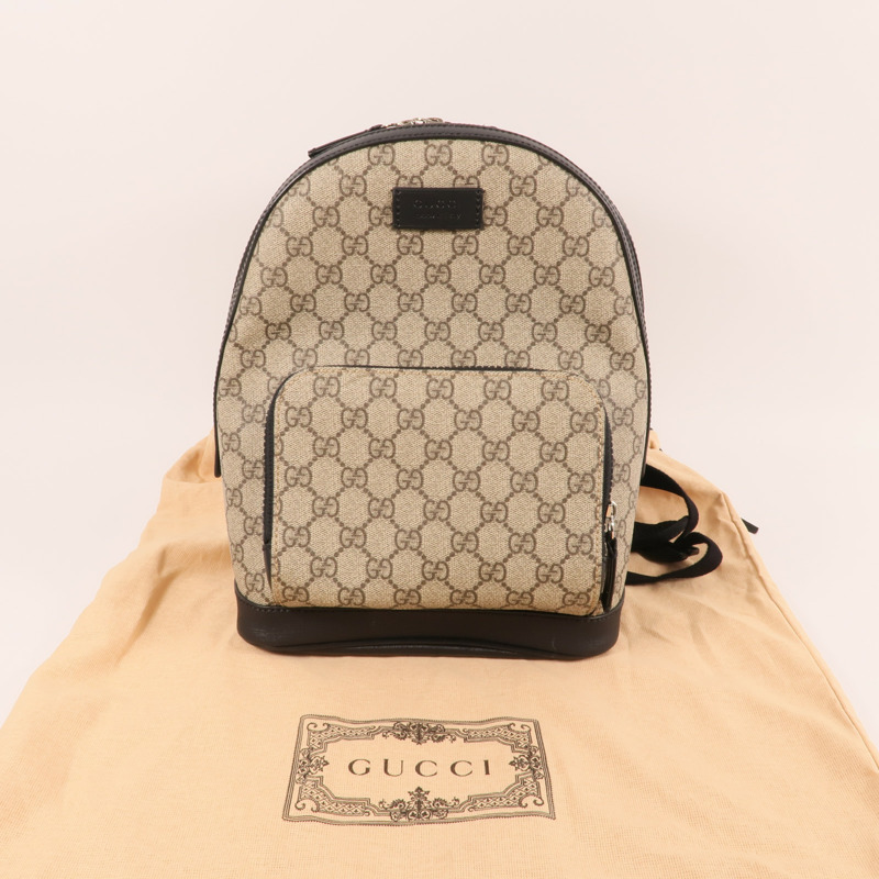 GUCCI 塗層帆布GG Supreme Backpack銀扣背包-14