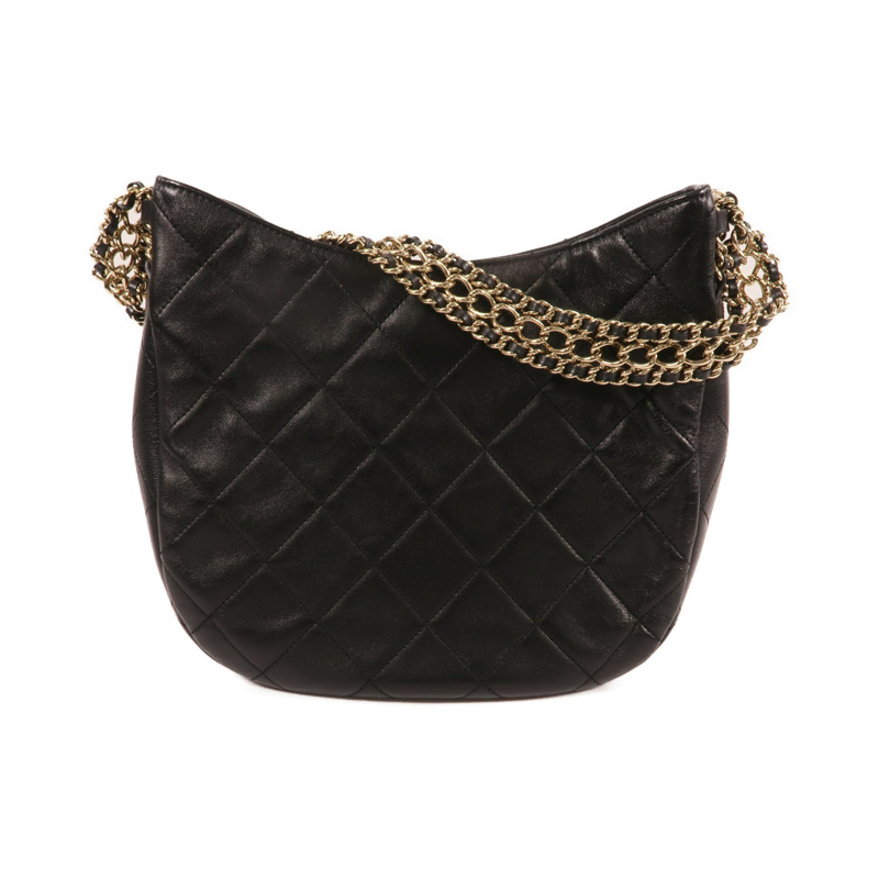 CHANEL 羊皮皮革Hobo Bag金扣鏈帶肩背袋-1