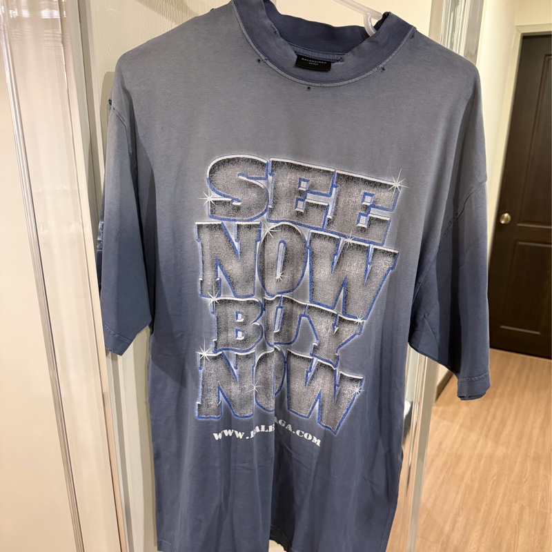 Balenciaga 巴黎世家 藍灰色牛仔踢恤-0