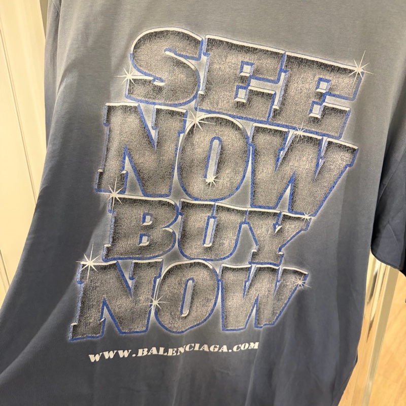 Balenciaga 巴黎世家 藍灰色牛仔踢恤-1