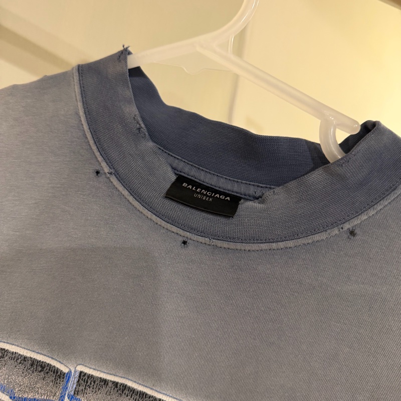 Balenciaga 巴黎世家 藍灰色牛仔踢恤-2