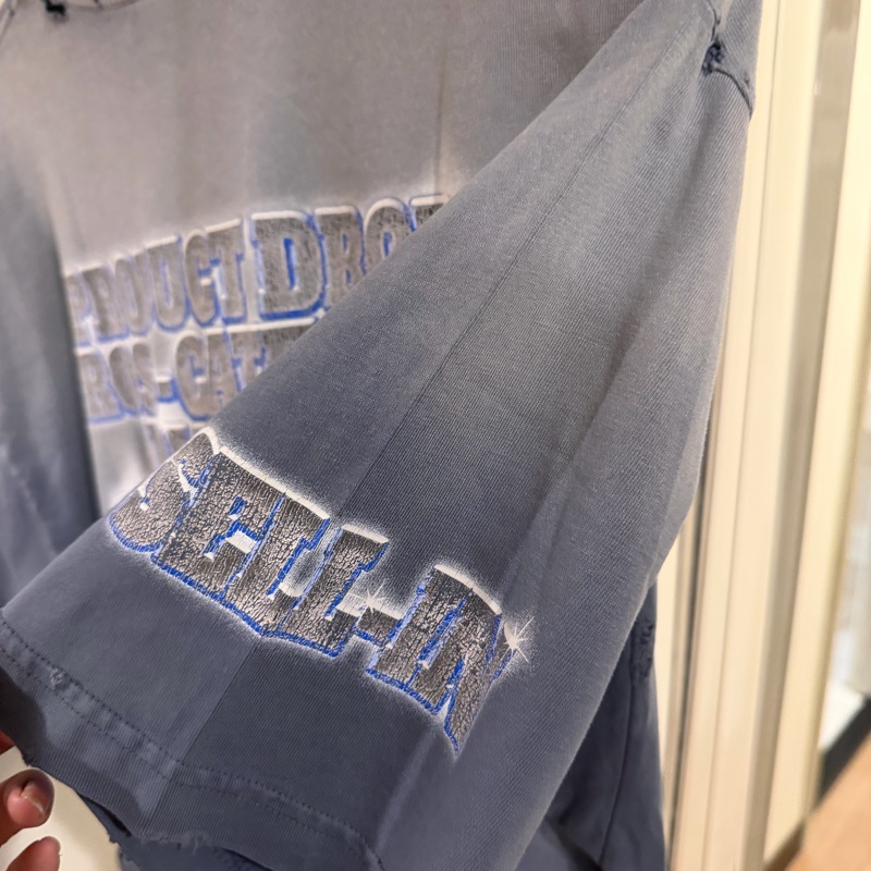 Balenciaga 巴黎世家 藍灰色牛仔踢恤-6