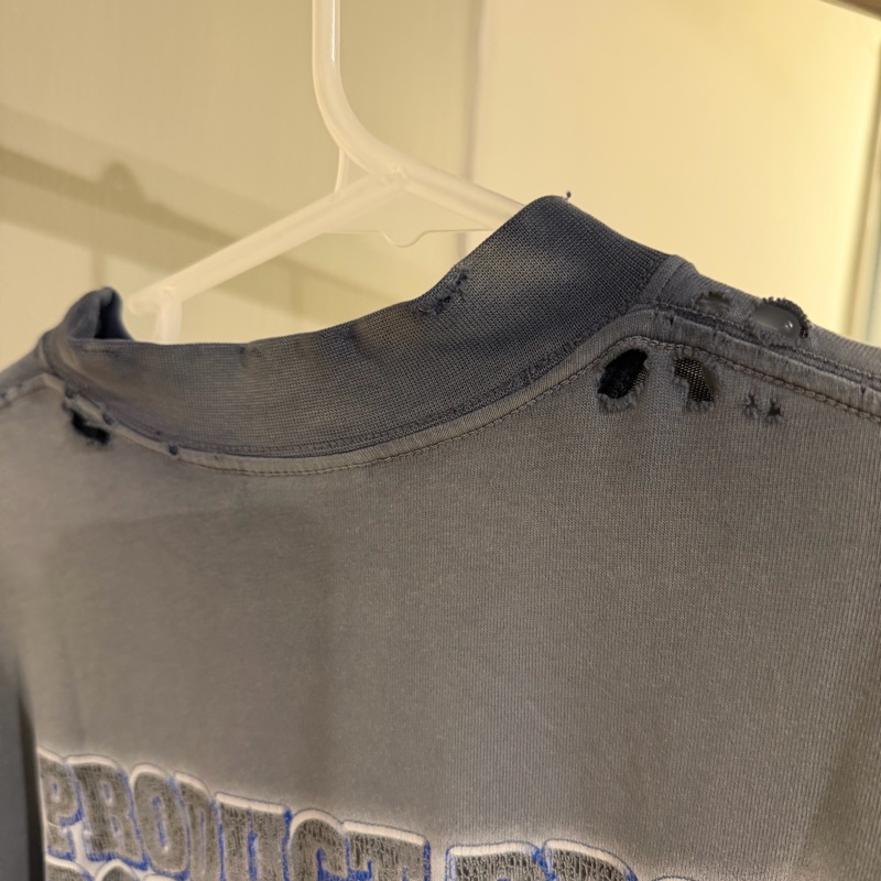 Balenciaga 巴黎世家 藍灰色牛仔踢恤-7