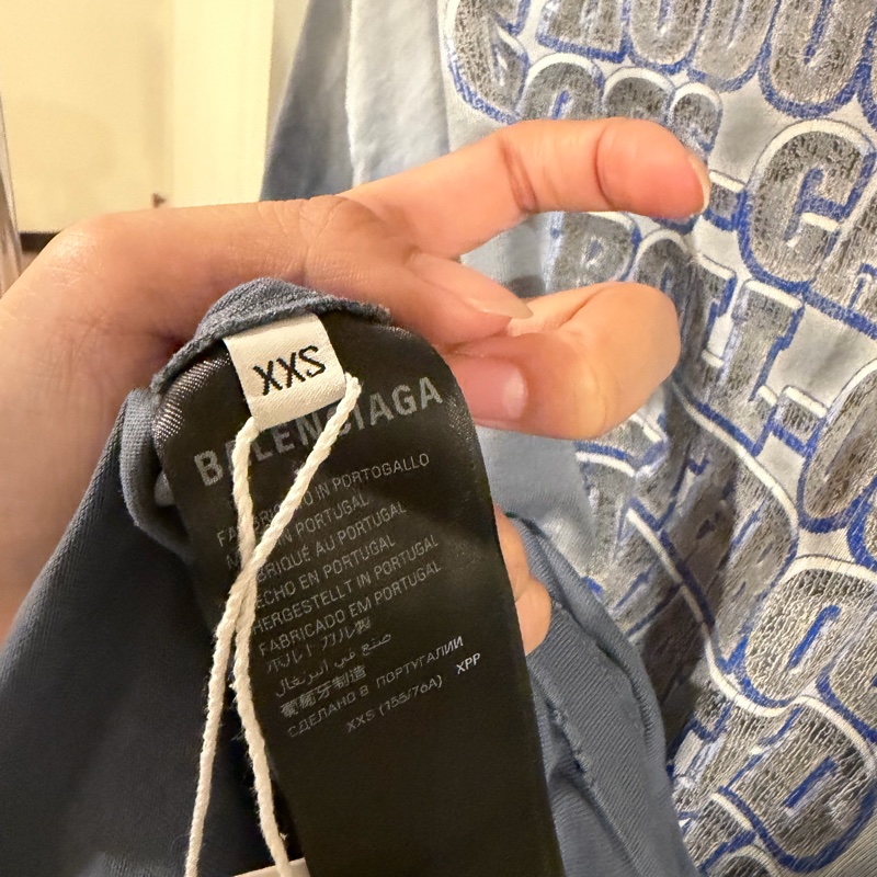 Balenciaga 巴黎世家 藍灰色牛仔踢恤-11
