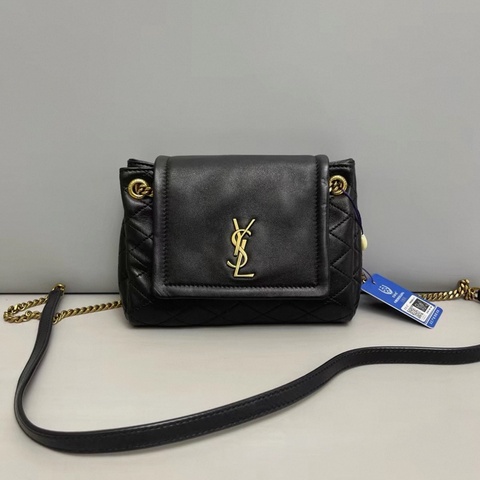 YSL聖羅蘭Nolita系列黑金全皮迷你包