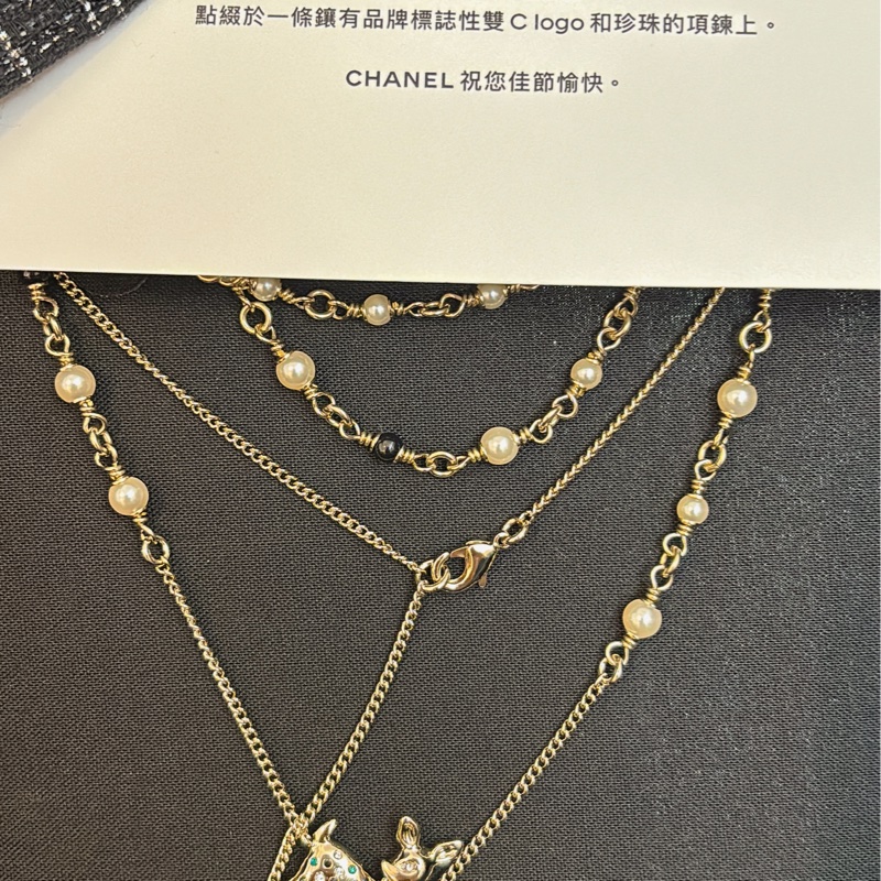 Chanel2025VIP聖誕限定年終禮~小鹿珍珠項鍊(中長鏈)-7