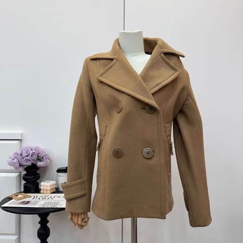 Burberry 駝色 雙排扣 女士 短款 大衣 二手 vintage