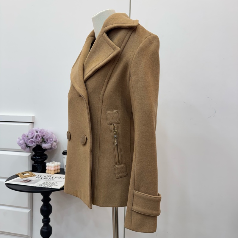 Burberry 駝色 雙排扣 女士 短款 大衣 二手 vintage-3