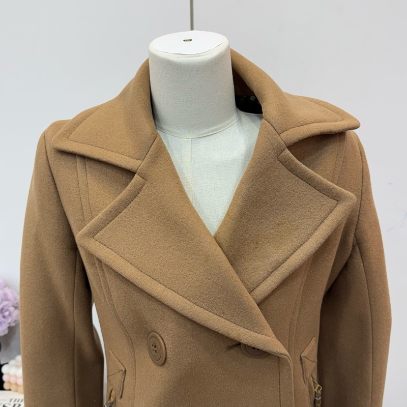 Burberry 駝色 雙排扣 女士 短款 大衣 二手 vintage-5