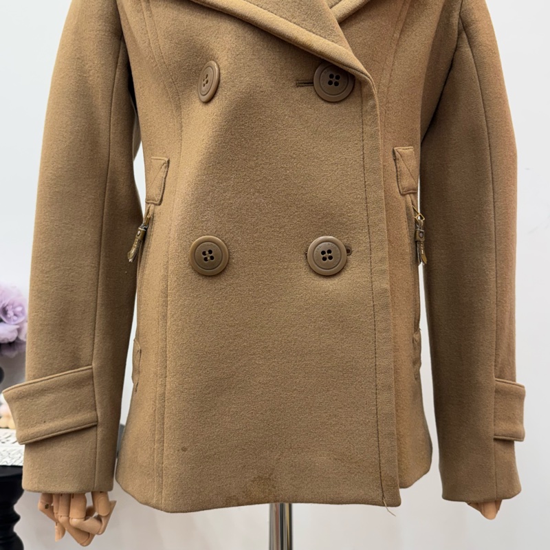 Burberry 駝色 雙排扣 女士 短款 大衣 二手 vintage-6