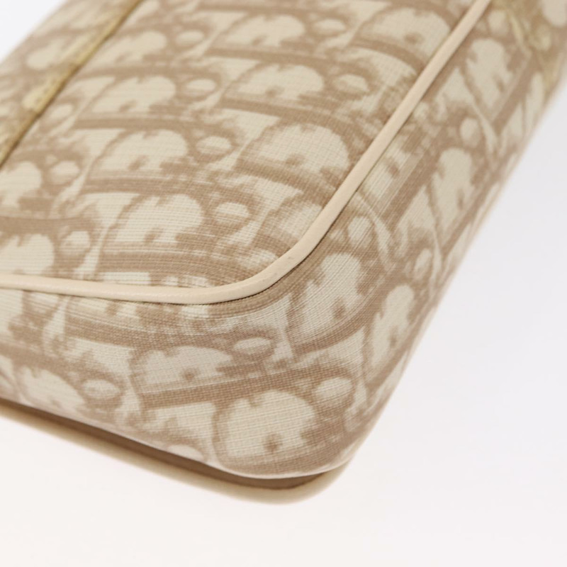 【日本直送】Christian Dior Trotter帆布花朵單肩包 PVC 米色 銀色 正品 ki6266-15