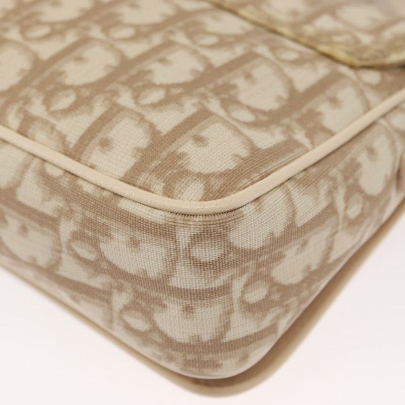 【日本直送】Christian Dior Trotter帆布花朵單肩包 PVC 米色 銀色 正品 ki6266-16