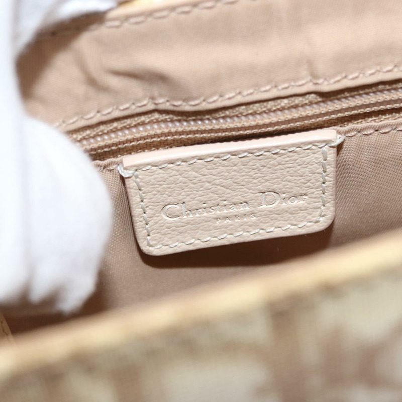 【日本直送】Christian Dior Trotter帆布花朵單肩包 PVC 米色 銀色 正品 ki6266-17