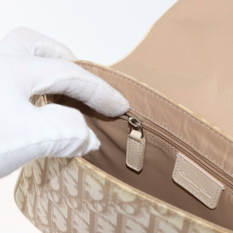 【日本直送】Christian Dior Trotter帆布花朵單肩包 PVC 米色 銀色 正品 ki6266-20