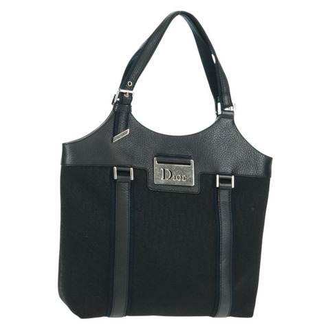 Christian Dior Trotter帆布手提包 黑色 銀色 正品 164034V