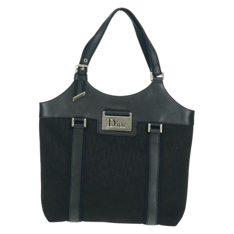 【日本直送】Christian Dior Trotter帆布手提包 黑色 銀色 正品 164034V-12